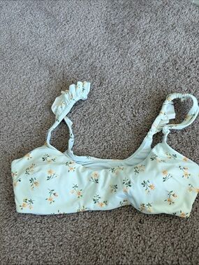 Aerie WHITE Floral Bikini Top